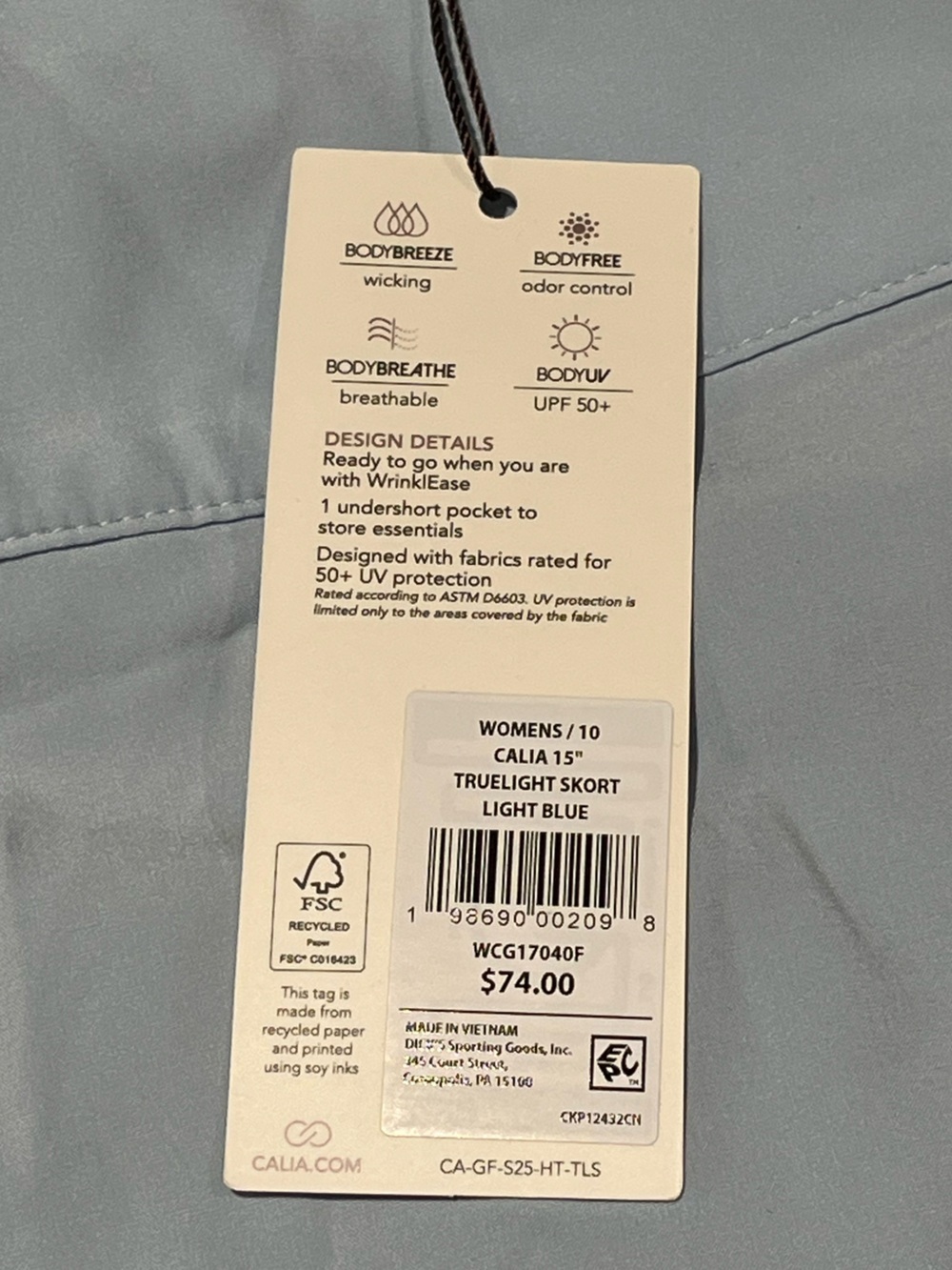 CALIA Light Blue Skort Size 10 15 Inch Length NWT - Picture 6 of 6